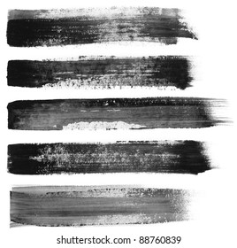 Abstract Painted Ink Strokes Set.