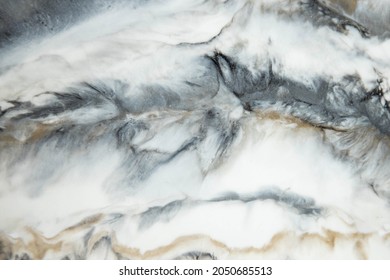 Abstract painting with epoxy resin. Marble streaks of Grey,white and gold. Abstract modern with streaks liquid background for design. - Shutterstock ID 2050685513
