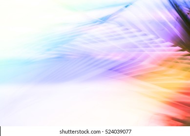 Abstract Palm Tree In Motion Against Sunlight. Dynamic Pattern, Blurred Leaves Moving In Wind, For Vintage Concept Business Blog, Nature T-shirt Design Shop, Ambient Music. Image With Filter Effect