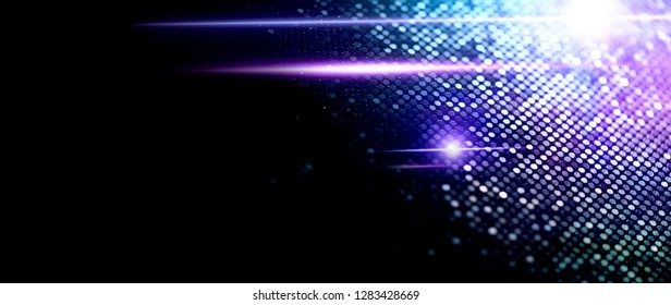 Abstract particle background, data techno backdrop with glowing dots, hi-tech concept, blue color screen. Modern mosaic border design. Widescreen. Backdrops