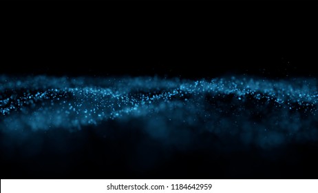 Abstract particles render on dark background, graphic and motion concept