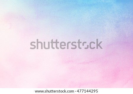 Abstract pastel watercolor background - Blue sky and pink pastel watercolor painted on paper
