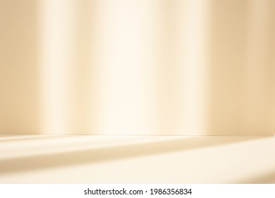 Abstract pastel yellow studio background for product presentation  Empty room and shadows window  Display product and blurred backdrop 