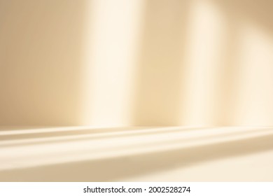 Abstract pastel yellow studio background for product presentation  Empty room and shadows window  Display product and blurred backdrop 