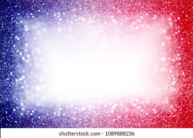 Abstract Patriotic Red White And Blue Glitter Sparkle Background For Party Invite, July Fireworks Border, Memorial Design, Elect President Vote, Sale Space, Labor Day And Celebrate Independence Frame