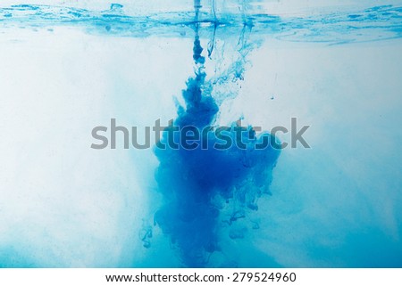 abstract pattern background with blue ink in water