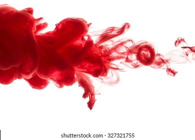 Abstract Pattern Falling Into The Water Drop Of Red Ink