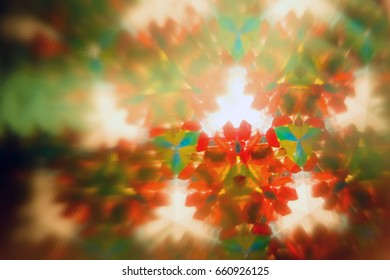 Abstract pattern inside of kaleidoscope Real photo. Little pieces of glass are mixed in one geometric ornament. Colorful vivid kaleidoscope pattern - repetition, emotion, chakra, mandala, energy theme - Powered by Shutterstock