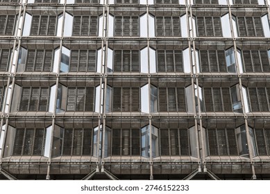 Abstract pattern of modern brutalist architecture building facade