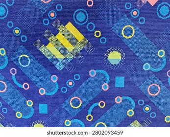 abstract pattern on blue car seat fabric h1