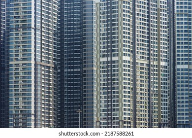 Abstract Pattern Of Window On Hight Building In Business City Center. Abstract Background. Apartment Building Windows Pattern In Ho Chi Minh City.