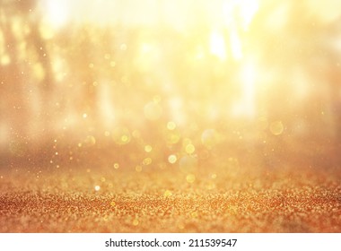 abstract photo of light burst among trees and glitter bokeh. image is blurred - Powered by Shutterstock
