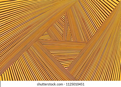 Abstract photo montage of yellow orange timber. Converging lines of planks. 