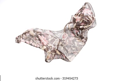 abstract pieces of fabric flying, studio shot , scarf motion , isolated