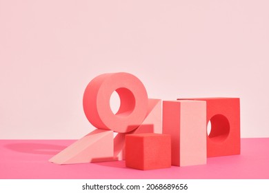 abstract pink color geometric podiums and stands on pink background, mockup for podium display or showcase, cosmetic mock up - Powered by Shutterstock