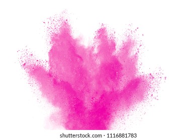 abstract pink dust explosion on white background. abstract pink powder splattered on white background, Freeze motion of pink powder exploding.
 - Shutterstock ID 1116881783