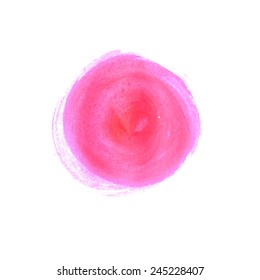 Abstract Pink Watercolor Painted Circle Isolated On White Background