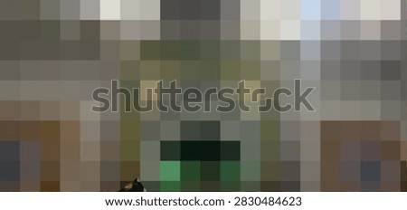 Abstract pixelated horizontal background featuring grey, beige, and dark green mosaic grid pattern, modern digital art illustration.
