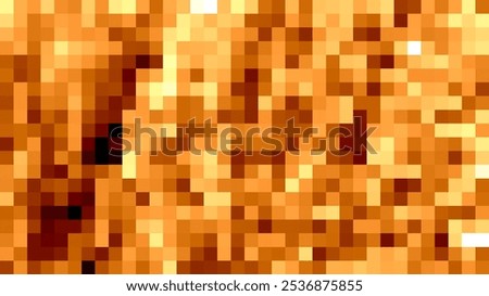 Abstract pixelated pattern in shades of orange and yellow. Minimalist digital art with a focus on texture and form.