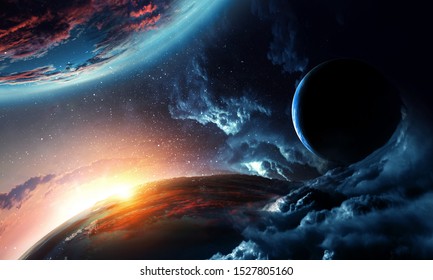 Abstract Planets On Space Texture