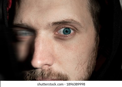 Abstract Portait Of Man Against Black Background