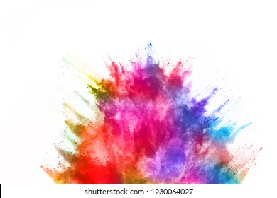 abstract powder splatted background. Colorful powder explosion on white background. Colored cloud. Colorful dust explode. Paint Holi. - Shutterstock ID 1230064027