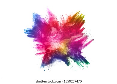 abstract powder splatted background. Colorful powder explosion on white background. Colored cloud. Colorful dust explode. Paint Holi. - Shutterstock ID 1550259470