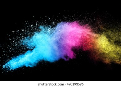 abstract powder splatted background,Freeze motion of color powder exploding/throwing color powder,color glitter texture on black background - Shutterstock ID 490193596