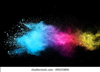 abstract powder splatted background,Freeze motion of color powder exploding/throwing color powder,color glitter texture on black background - Shutterstock ID 490193890