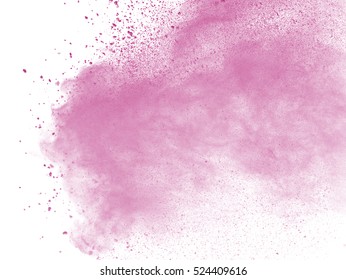 Abstract Powder Splatted Background,Freeze Motion Of Color Powder Exploding/throwing Color Powder, Pink Glitter Texture