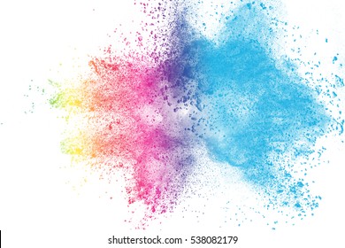 abstract powder splatted background,Freeze motion of color powder exploding/throwing color powder, multicolor glitter texture on white background. - Shutterstock ID 538082179