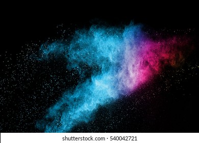 Multicolor Powder Explosion On Black Background Stock Photo 540432271