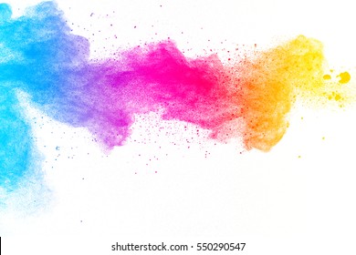 abstract powder splatted background,Freeze motion of color powder exploding/throwing color powder,color glitter texture on white background - Shutterstock ID 550290547