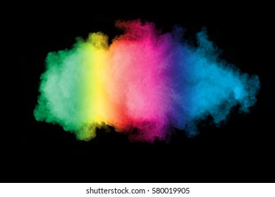 abstract powder splatted background,Freeze motion of color powder exploding/throwing color powder,color glitter texture on black background - Shutterstock ID 580019905