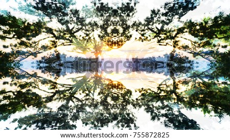 An abstract psychedelic image of a forest.