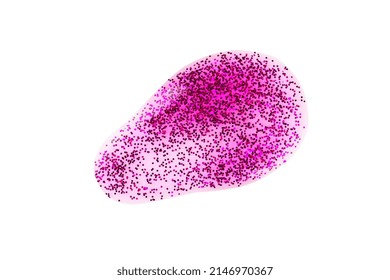 Abstract Purple Glitter Beauty Smear Isolated On White Background. Holiday Lipgloss Or Nail Polish Smear.