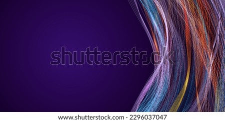 Abstract radial wave background. Lots of colored wave radial lines on purple background with copy space for abstract design on technological, scientific theme.