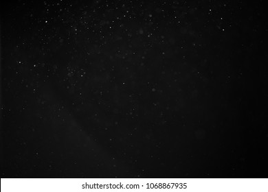 Abstract Real Dust Floating Over Black Background For Overlay