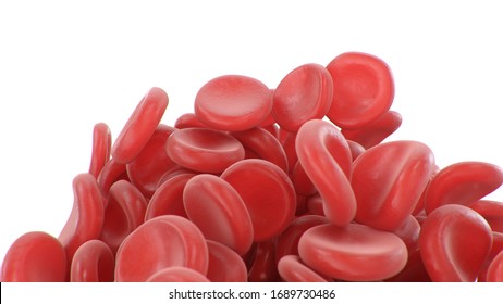 Abstract Red Blood Cells Clot Isolated On White Background. Scientific And Medical Microbiological Concept. Transfer Of Important Elements In The Blood To Protect The Body. 3d Illustration