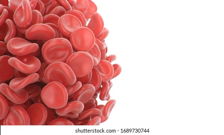 Abstract red blood cells clot isolated on white background. Scientific and medical microbiological concept. Transfer of important elements in the blood to protect the body. 3d illustration