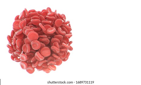 Abstract Red Blood Cells Clot In The Shape Of A Sphere Isolated On White Background. Scientific And Medical Concept. Transfer Of Important Elements In The Blood To Protect The Body. 3d Illustration