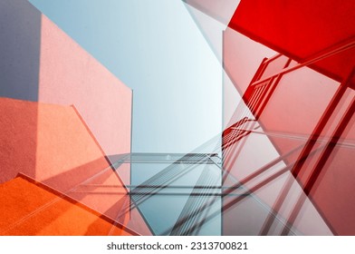 Abstract red building blue sky - Powered by Shutterstock