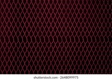 Abstract Red Graphic Design Texture. Metal Mesh with a diamond pattern in red light against a dark background. rhombuses or elongated ovals shapes. , technological backgrounds, industrial, hypnotic - Powered by Shutterstock - Get 15% off with code: PIKWIZARD15