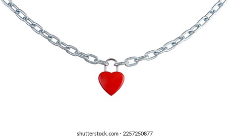 Abstract, red heart shaped combination lock, Symbol valentine, happy, unhappy, metal chain padlock. Material for creative idea photo love concept. Isolated on white with clipping path. Blank for text - Shutterstock ID 2257250877