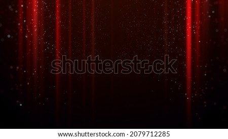 Abstract Red Light Beams with Floating Particles on Dark Background for Luxury and Technology Designs