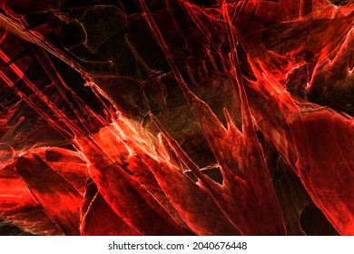 Abstract Red Ocean Exoplanet Sky, Alcohol Ink Background, Lava Explosion, Scarlet Color Stains And Blots, Acrylic Wallpaper Print Materials