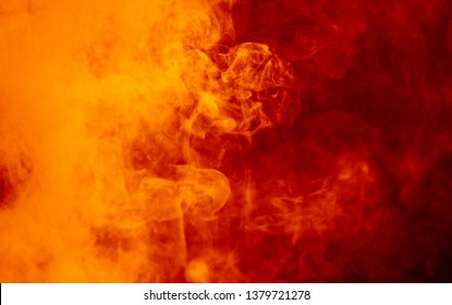 Abstract Red Smoky Background Close Up. Smoke And Fire