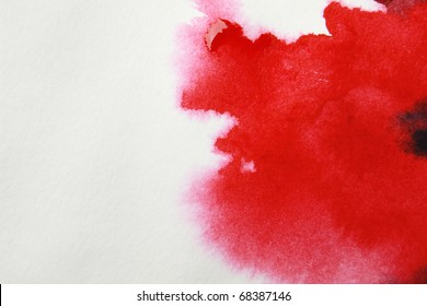 Abstract red watercolor hand painted background