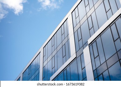 Abstract Reflection Of Modern City Glass Facades. Modern Office Building Detail, Glass Surface.