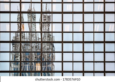 Abstract reflections from windows and surfaces of skyscraper
